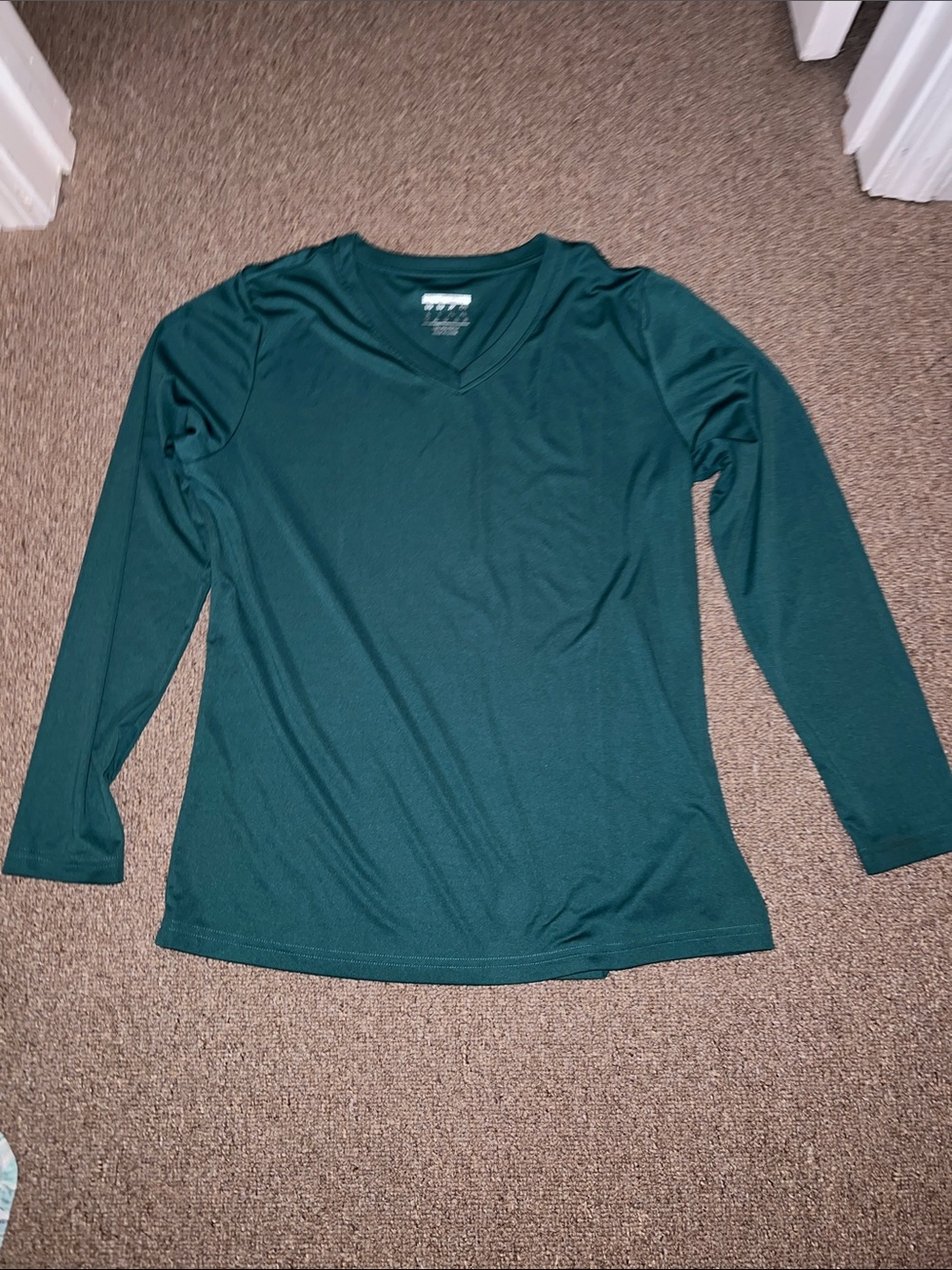 Classic V-Neck Long Sleeve Tee in Deep Teal